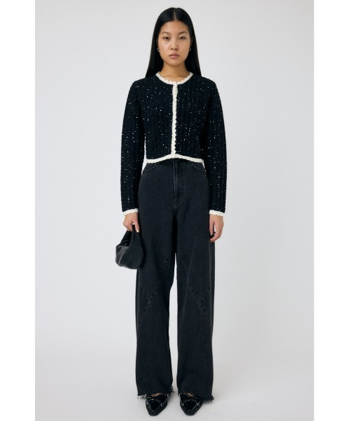 MOUSSY（マウジー）の「GLITTER KNIT カーディガン（カーディガン/ボレロ・レディース・ブラック/オフホワイト/ミント・FREE）」の7枚目の写真