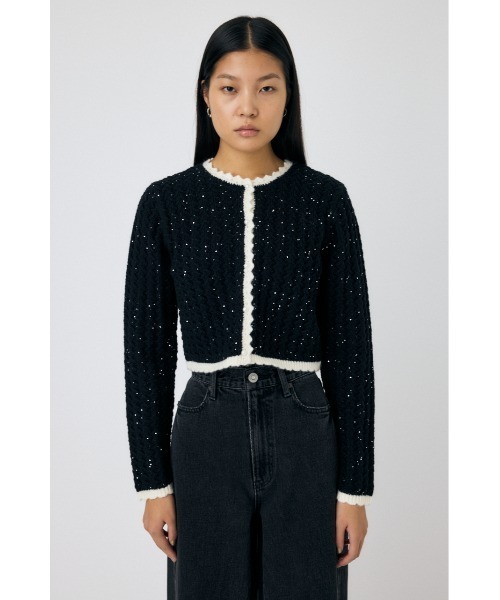 MOUSSY（マウジー）の「GLITTER KNIT カーディガン（カーディガン/ボレロ・レディース・ブラック/オフホワイト/ミント・FREE）」の9枚目の写真