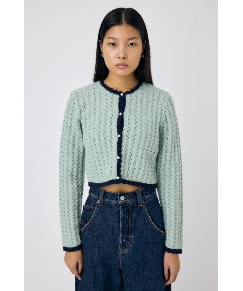 MOUSSY（マウジー）の「GLITTER KNIT カーディガン（カーディガン/ボレロ・レディース・ブラック/オフホワイト/ミント・FREE）」の17枚目の写真