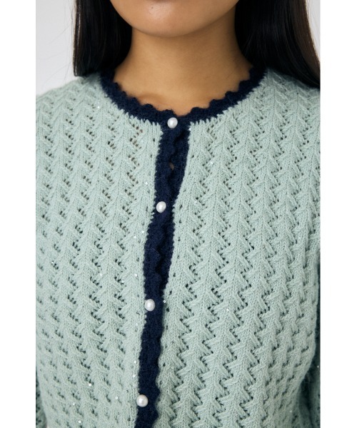 MOUSSY（マウジー）の「GLITTER KNIT カーディガン（カーディガン/ボレロ・レディース・ブラック/オフホワイト/ミント・FREE）」の20枚目の写真
