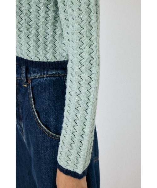 MOUSSY（マウジー）の「GLITTER KNIT カーディガン（カーディガン/ボレロ・レディース・ブラック/オフホワイト/ミント・FREE）」の22枚目の写真