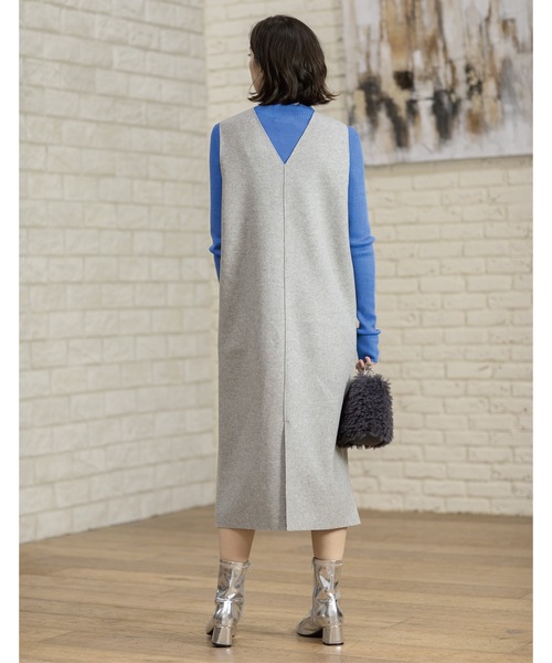 OPAQUE.CLIP(オペークドットクリップ)の「ウールライクメルトン ジャンパードレス【洗濯機洗い可】(ワンピース・レディース・グレー/チャコールグレー/ベージュ・36/38/40/42)」の10枚目の写真