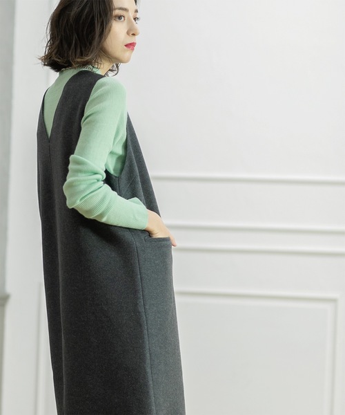 OPAQUE.CLIP(オペークドットクリップ)の「ウールライクメルトン ジャンパードレス【洗濯機洗い可】(ワンピース・レディース・グレー/チャコールグレー/ベージュ・36/38/40/42)」の15枚目の写真