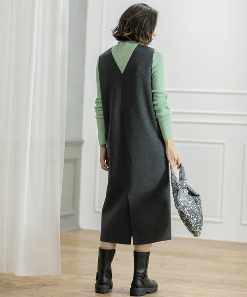 OPAQUE.CLIP(オペークドットクリップ)の「ウールライクメルトン ジャンパードレス【洗濯機洗い可】(ワンピース・レディース・グレー/チャコールグレー/ベージュ・36/38/40/42)」の16枚目の写真
