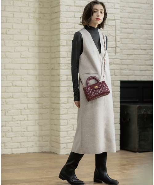 OPAQUE.CLIP(オペークドットクリップ)の「ウールライクメルトン ジャンパードレス【洗濯機洗い可】(ワンピース・レディース・グレー/チャコールグレー/ベージュ・36/38/40/42)」の21枚目の写真