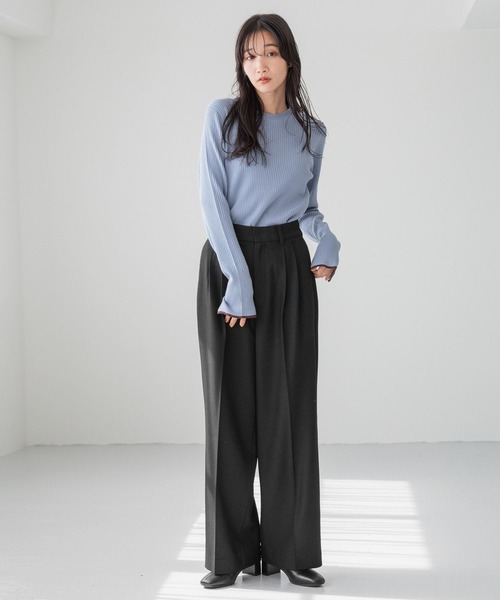 LOWRYS FARM（ローリーズファーム）の「ハイショクフレアスリーブＬＳ　133796（ニット/セーター・レディース・ブルー/アイボリー/ブラック・FREE）」の7枚目の写真