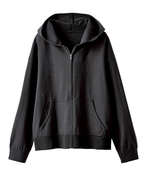BELLUNA PLUS(ベルーナ)の「上品ニット大人顔ジップパーカー(パーカー・レディース・チャコール/サックスブルー/アイボリー・MEDIUM/LARGE/X-LARGE)」の6枚目の写真