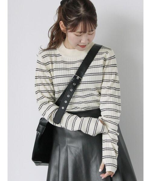 ehka sopo(エヘカソポ)の「モックネック2WAY袖ニット(ニット/セーター・レディース・サックスブルー/キナリ/オフホワイト/ブラック・F)」の1枚目の写真