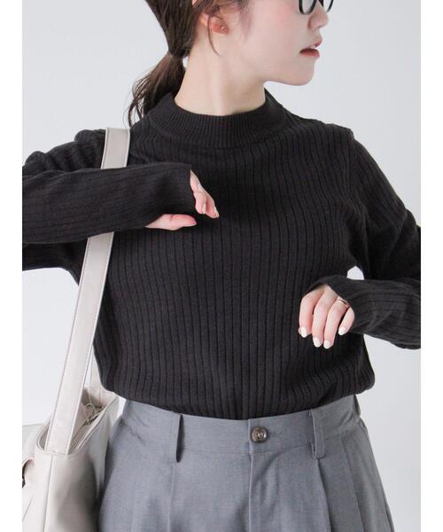 ehka sopo(エヘカソポ)の「モックネック2WAY袖ニット(ニット/セーター・レディース・サックスブルー/キナリ/オフホワイト/ブラック・F)」の3枚目の写真