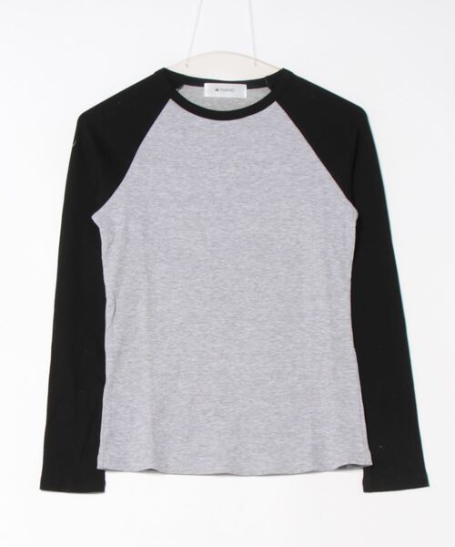 H.TOKYO(エイチトウキョウ)の「ラグラン/スリムロングTシャツ(Tシャツ/カットソー・レディース・ブルー/ブラック/ブラック×グレー/ブラウン・X-LARGE/LARGE/MEDIUM)」の3枚目の写真