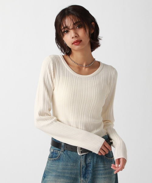PAGEBOY(ページボーイ)の「シャーベットモールクルー(Tシャツ/カットソー・レディース・ブラック/グレー/イエロー/オフホワイト・FREE)」の2枚目の写真