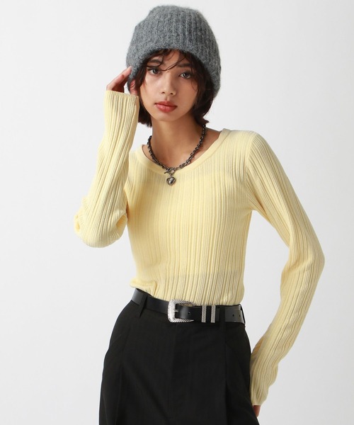 PAGEBOY(ページボーイ)の「シャーベットモールクルー(Tシャツ/カットソー・レディース・ブラック/グレー/イエロー/オフホワイト・FREE)」の4枚目の写真
