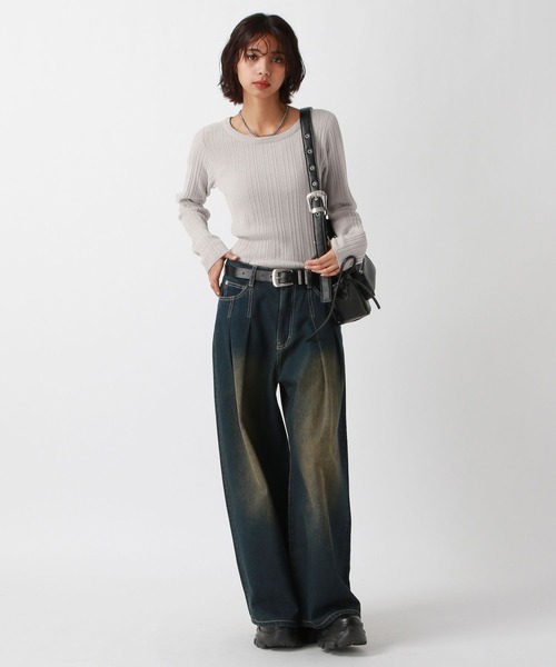 PAGEBOY(ページボーイ)の「シャーベットモールクルー(Tシャツ/カットソー・レディース・ブラック/グレー/イエロー/オフホワイト・FREE)」の5枚目の写真