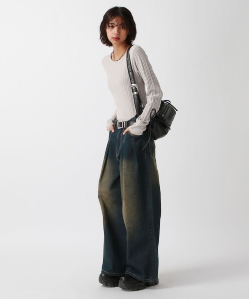 PAGEBOY(ページボーイ)の「シャーベットモールクルー(Tシャツ/カットソー・レディース・ブラック/グレー/イエロー/オフホワイト・FREE)」の6枚目の写真