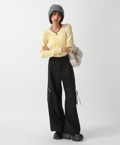 PAGEBOY(ページボーイ)の「シャーベットモールクルー(Tシャツ/カットソー・レディース・ブラック/グレー/イエロー/オフホワイト・FREE)」の22枚目の写真