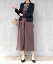 Q | カットジョーゼットキーネックワンピース(ワンピース)