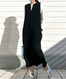 Q | カットジョーゼットキーネックワンピース(ワンピース)