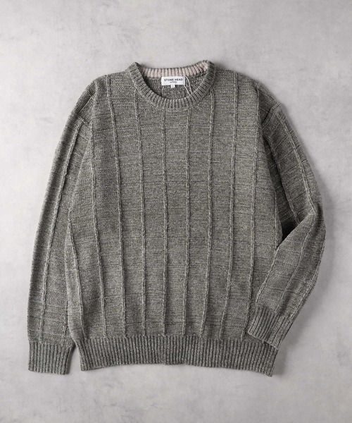 Right-on（ライトオン）の「針抜きモール クルーネックニット（ニット/セーター・メンズ・ダークグレー/グリーン・M/L/XL）」の6枚目の写真