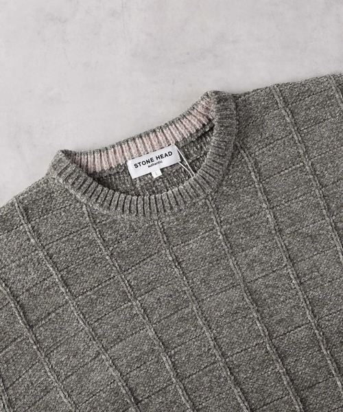 Right-on（ライトオン）の「針抜きモール クルーネックニット（ニット/セーター・メンズ・ダークグレー/グリーン・M/L/XL）」の8枚目の写真