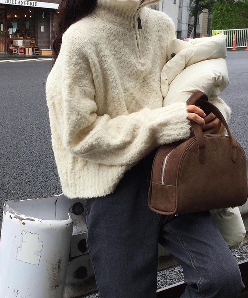 【セール】ハーフジップニットトップス(ニット/セーター)|Nyu(ニュウ) 【セール】ハーフジップニットトップス(ニット/セーター)|Nyu(ニュウ)