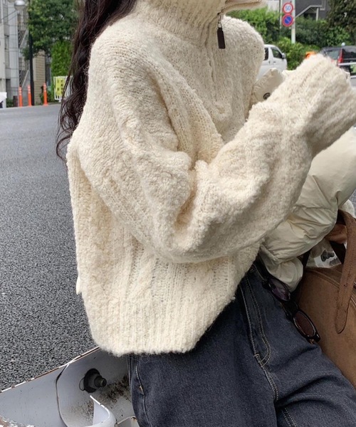 【セール】ハーフジップニットトップス(ニット/セーター)|Nyu(ニュウ) 【セール】ハーフジップニットトップス(ニット/セーター)|Nyu(ニュウ)