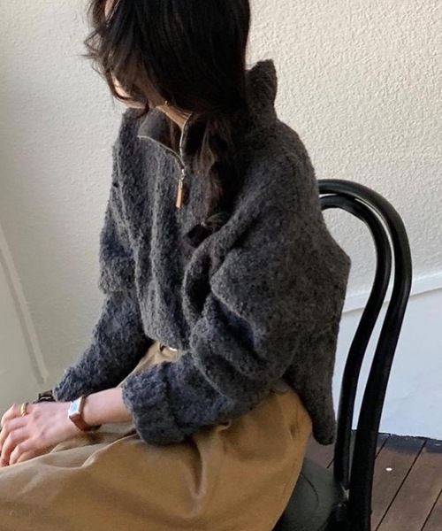 【セール】ハーフジップニットトップス(ニット/セーター)|Nyu(ニュウ) 【セール】ハーフジップニットトップス(ニット/セーター)|Nyu(ニュウ)