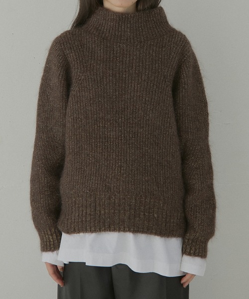 LE CIEL BLEU（ルシェルブルー）の「モヘアラメニット / Mohair Lame Knit（ニット/セーター・レディース・ブラウン/ライトグレー・36）」の14枚目の写真