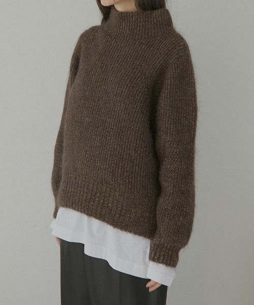 LE CIEL BLEU（ルシェルブルー）の「モヘアラメニット / Mohair Lame Knit（ニット/セーター・レディース・ブラウン/ライトグレー・36）」の15枚目の写真