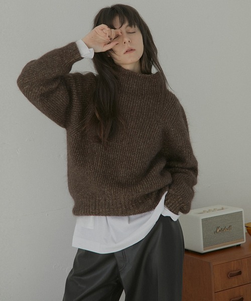LE CIEL BLEU（ルシェルブルー）の「モヘアラメニット / Mohair Lame Knit（ニット/セーター・レディース・ブラウン/ライトグレー・36）」の13枚目の写真