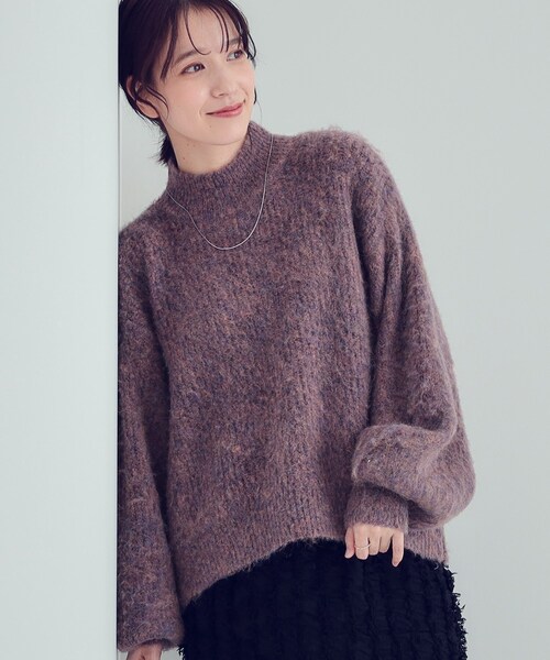 DRESKIP（ドレスキップ）の「【S-LL/体型カバー】ふわふわMIXハイネックニット（ニット/セーター・レディース・ピンク系/グレー/ブラウン系その他・01/02/03/04）」の3枚目の写真