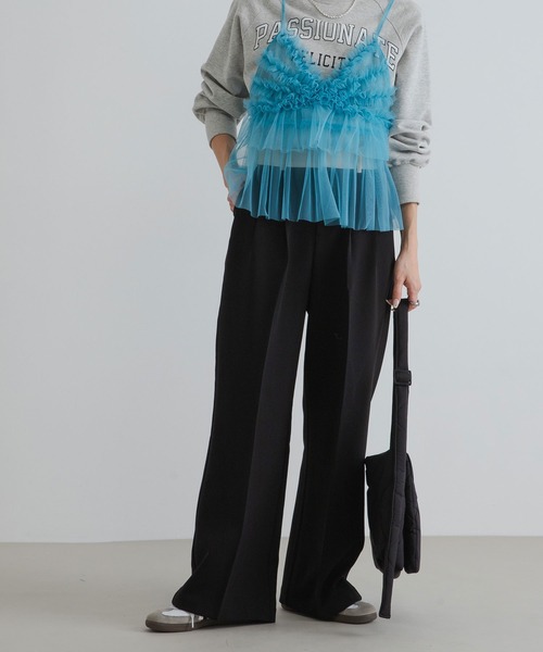 bohmal(ボマール)の「配色ベルトスラックスワイドパンツ【セットアップ対応】(スラックス・レディース・ブラック/グレイッシュベージュ・SMALL/MEDIUM/LARGE/MT)」の21枚目の写真