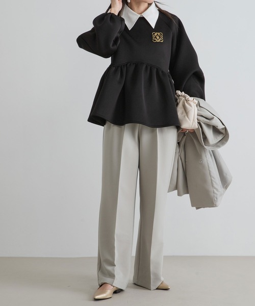 bohmal(ボマール)の「配色ベルトスラックスワイドパンツ【セットアップ対応】(スラックス・レディース・ブラック/グレイッシュベージュ・SMALL/MEDIUM/LARGE/MT)」の13枚目の写真