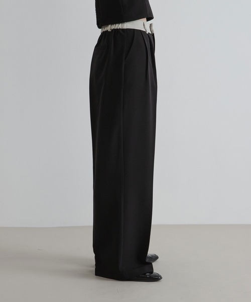 bohmal(ボマール)の「配色ベルトスラックスワイドパンツ【セットアップ対応】(スラックス・レディース・ブラック/グレイッシュベージュ・SMALL/MEDIUM/LARGE/MT)」の9枚目の写真