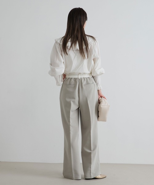 bohmal(ボマール)の「配色ベルトスラックスワイドパンツ【セットアップ対応】(スラックス・レディース・ブラック/グレイッシュベージュ・SMALL/MEDIUM/LARGE/MT)」の17枚目の写真