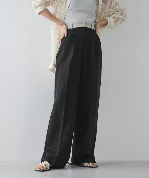 ベルテッドワイドスラックス★S〜Lサイズ★2色 SIDE SLIT POCKET DESIGN WIDE SLACKS/サイドスリットポケット