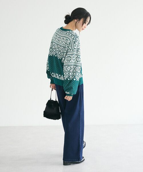 CRAFT STANDARD BOUTIQUE(クラフトスタンダードブティック)の「【ユニセックス】ジャカードニットプルオーバー(ニット/セーター・レディース・グリーン/ブラック/ネイビー・XL/L/M)」の10枚目の写真