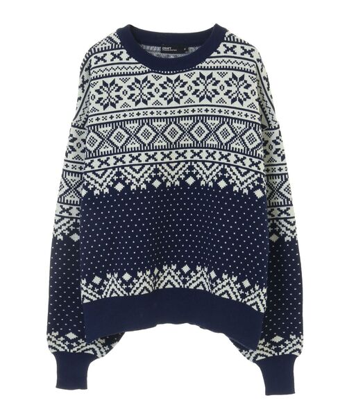 CRAFT STANDARD BOUTIQUE(クラフトスタンダードブティック)の「【ユニセックス】ジャカードニットプルオーバー(ニット/セーター・レディース・グリーン/ブラック/ネイビー・XL/L/M)」の17枚目の写真