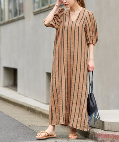 ストライプロングシャツワンピース（ワンピース）｜JOURNAL