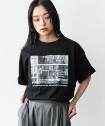 半袖シティスケープフォトプリントTシャツ