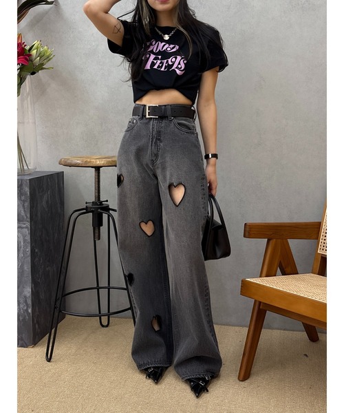 EVRIS（エヴリス）の「ジャストサイズグラフィックＴシャツ（Tシャツ/カットソー・レディース・ホワイト/グレー/ブラック・FREE）」の9枚目の写真