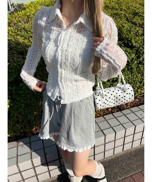 WC（ダブル シー）の「クリンクルレースシャツ（シャツ/ブラウス・レディース・ホワイト・FREE）」の3枚目の写真
