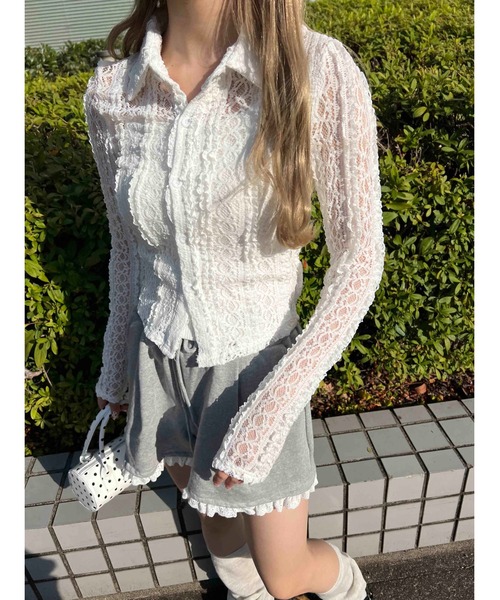 WC（ダブル シー）の「クリンクルレースシャツ（シャツ/ブラウス・レディース・ホワイト・FREE）」の4枚目の写真