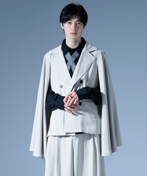 Ellno Loset(エルノロゼット)の「ノーブルトロミケープスリーブジャケット/SETUP対応(その他アウター・メンズ・アイボリー/ブラック/ブルーグレー・LARGE/MEDIUM/SMALL/X-SMALL)」の17枚目の写真