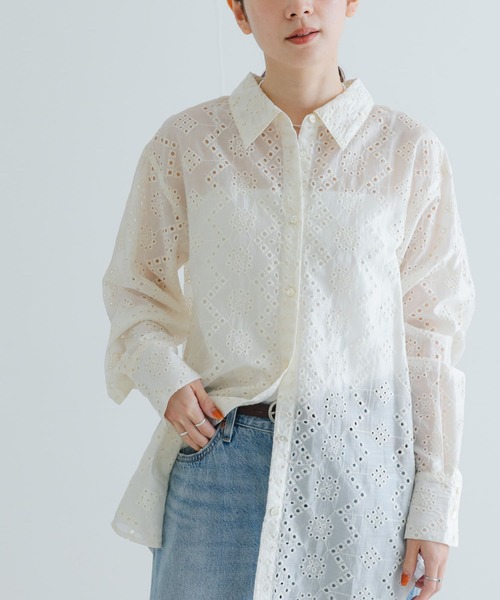 URBAN RESEARCH / アーバンリサーチ 25SS URA4-23L003 刺繍レースオーバー 長袖シャツ 刺繍レースオーバーシャツ[URA4-23L003]｜URBAN RESEARCH公式