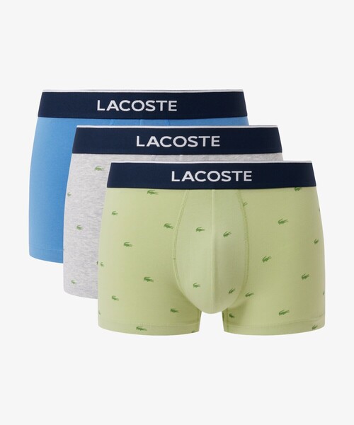 LACOSTE（ラコステ）の「３パックプリントストレッチコットントランクボクサーショーツ / ボクサーパンツ（ボクサーパンツ・メンズ・ライトグレー/ダークグリーン/ネイビー/ピンク/ライトグリーン・XL/S/L/M）」の4枚目の写真