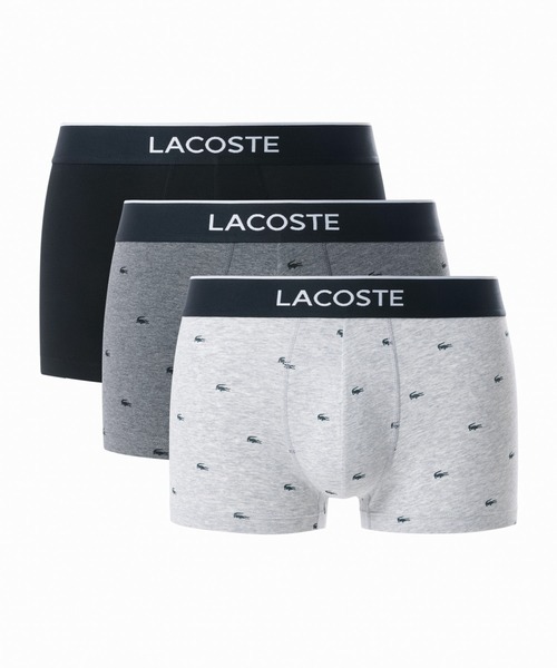 LACOSTE（ラコステ）の「３パックプリントストレッチコットントランクボクサーショーツ / ボクサーパンツ（ボクサーパンツ・メンズ・ライトグレー/ダークグリーン/ネイビー/ピンク/ライトグリーン・XL/S/L/M）」の2枚目の写真
