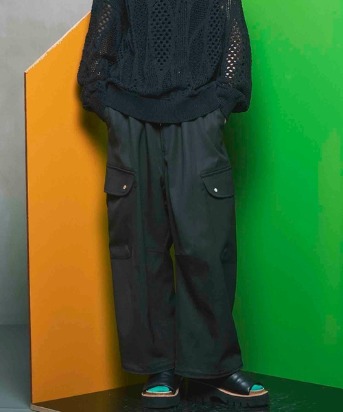 UNISEX》Chambray Wool Prime-Wide Three-Dimensional Cutting Cargo 