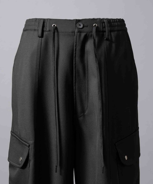 FRAMeWORKグリッターツイルカーゴパンツ　サイズ36 UNISEX》Chambray Wool Prime-Wide Three-Dimensional Cutting Cargo