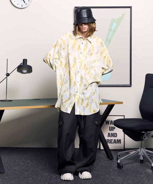 UNISEX》Chambray Wool Prime-Wide Three-Dimensional Cutting Cargo