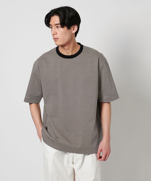 UNITED ARROWS（ユナイテッドアローズ）の「ポンチ ボーダー Tシャツ デオドランド ー抗菌防臭・接触冷感ー（Tシャツ/カットソー・メンズ・オフホワイト/モカ/ブラック・M/XL/L/S）」の4枚目の写真